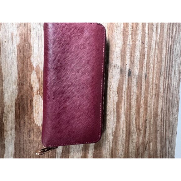 Michael Kors Burgundy Saffiano Leather Zip-Around Wallet With Gold Hardware & Mu - Picture 3 of 7
